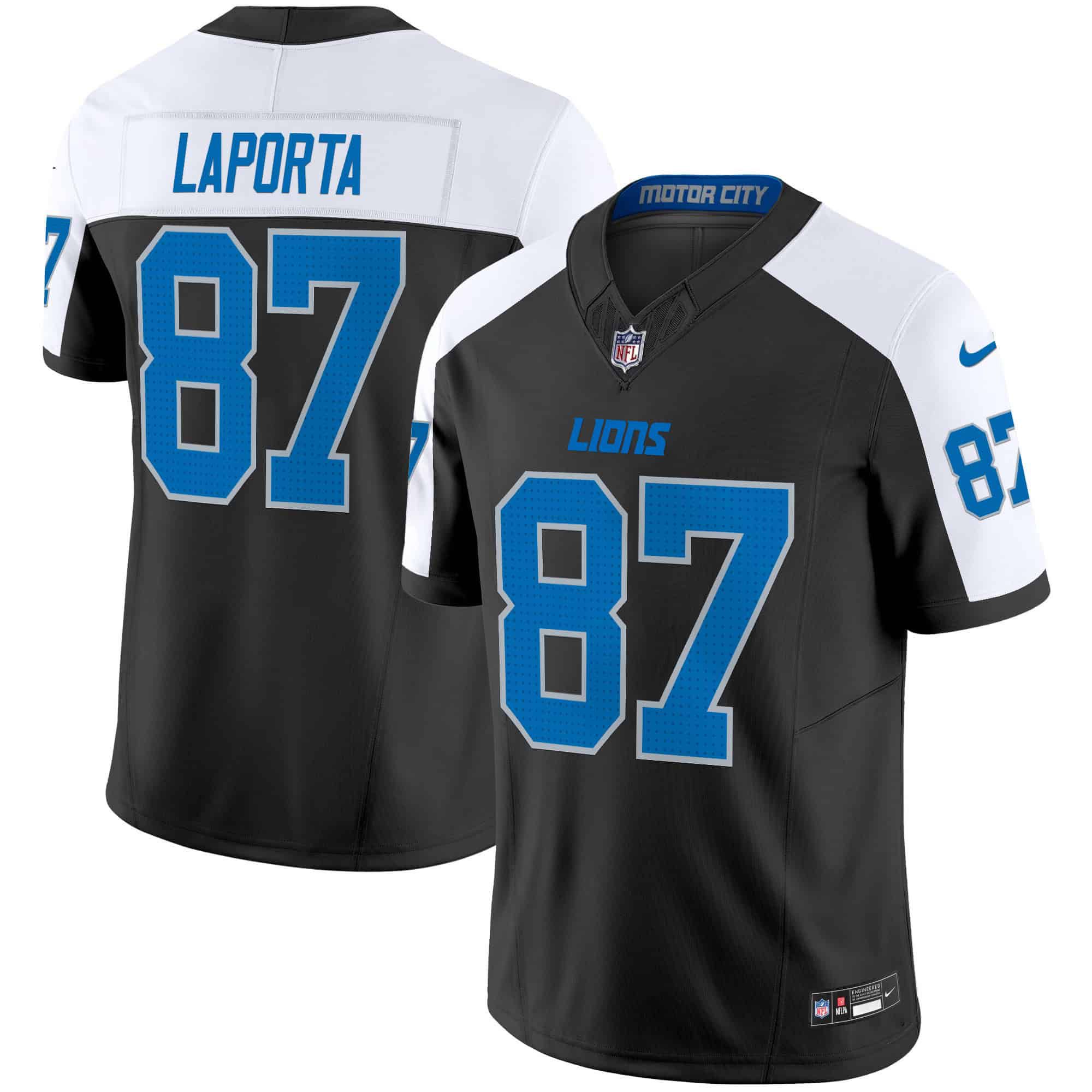 Men Detroit Lions #87 Laporta Black 2024 Nike Vapor Limited NFL Jersey